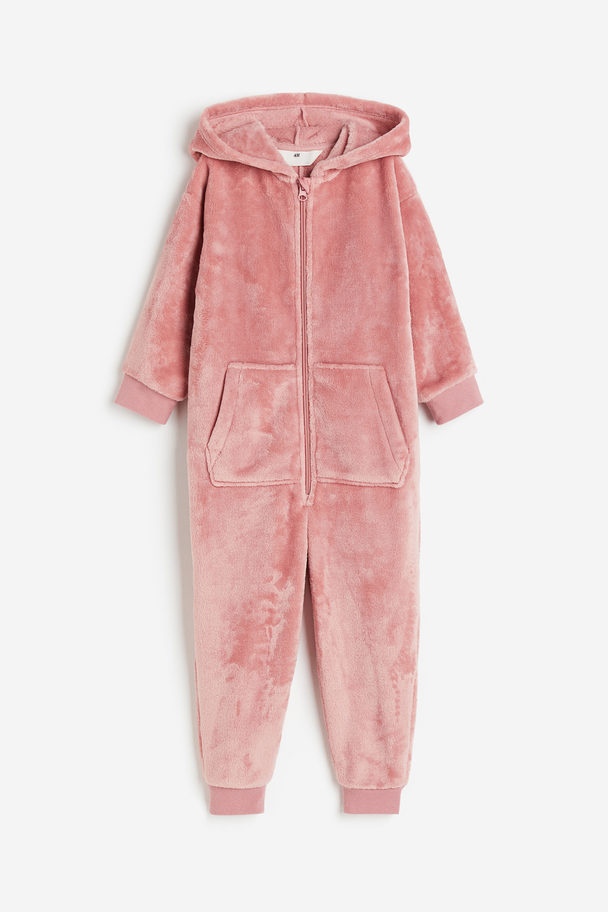 H&M Hooded Pile All-in-one Suit Pink
