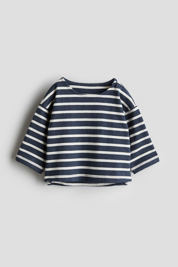 H&M Shirt aus Baumwolljersey Marineblau/Weiß gestreift