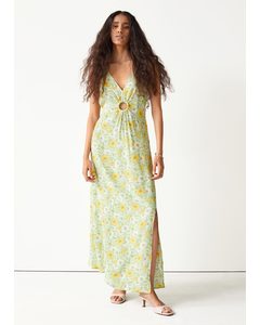 Printed Sleeveless Maxi Dress Yellow/green Florals