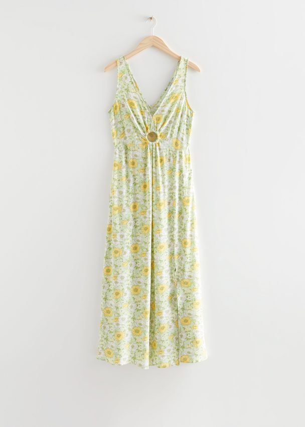 & Other Stories Printed Sleeveless Maxi Dress Yellow/green Florals
