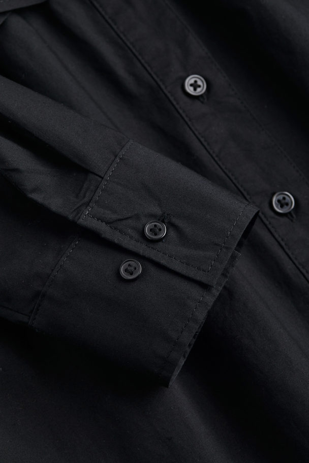 H&M H&m+ Tie-belt Cotton Shirt Dress Black