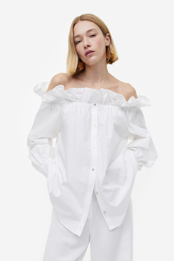 H&M Off Shoulder-bluse Hvid