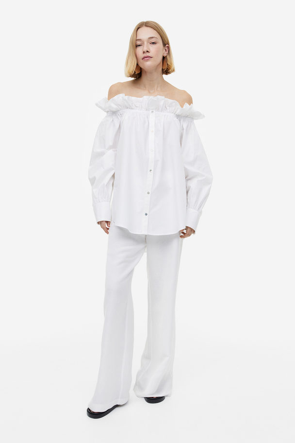 H&M Off Shoulder-bluse Hvid
