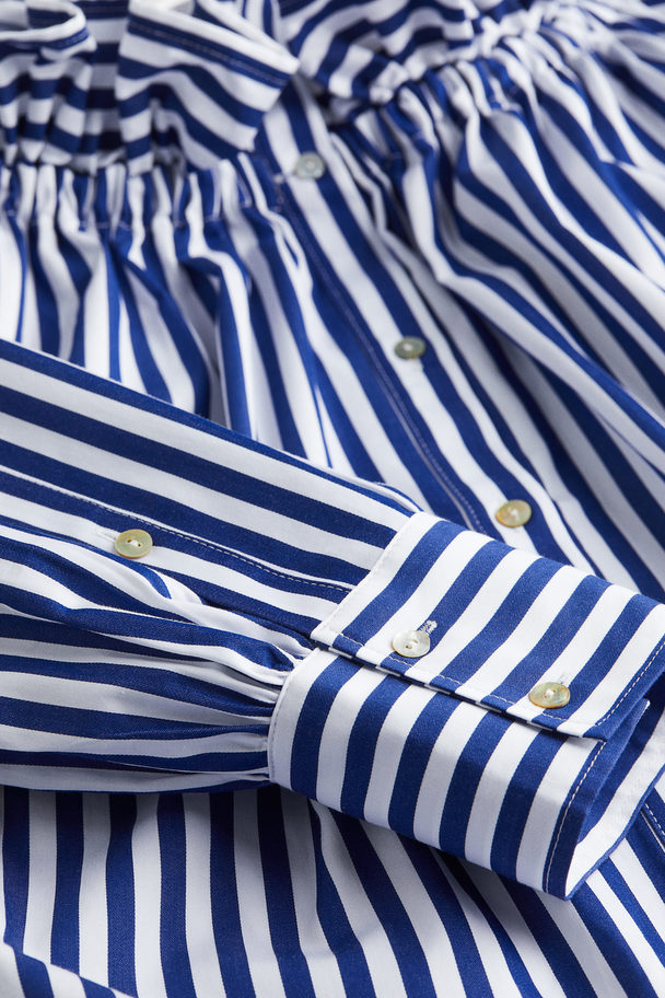 H&M Off-the-shoulder Blouse Blue/striped