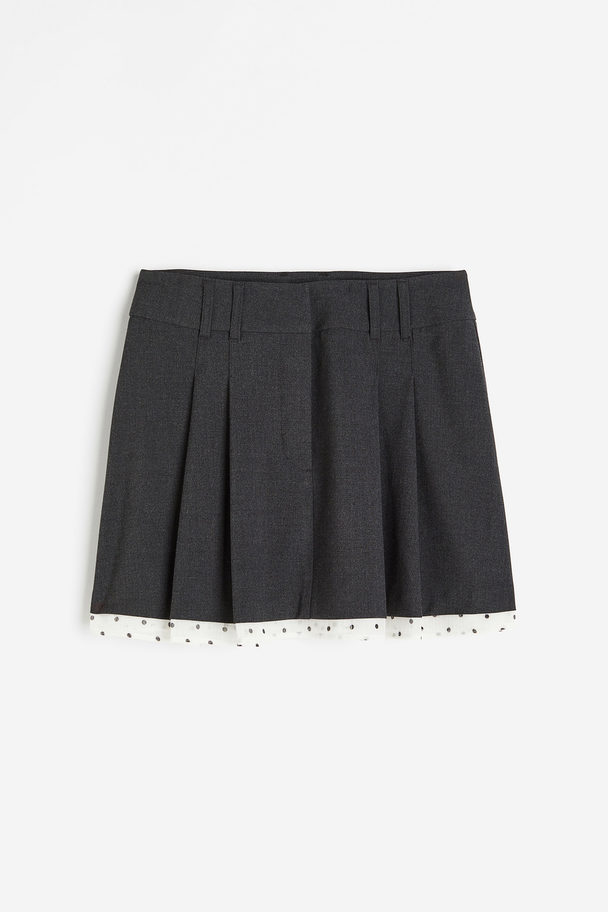 H&M Pleated Mini Skirt Dark Grey