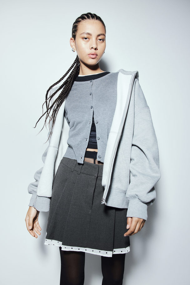 H&M Pleated Mini Skirt Dark Grey
