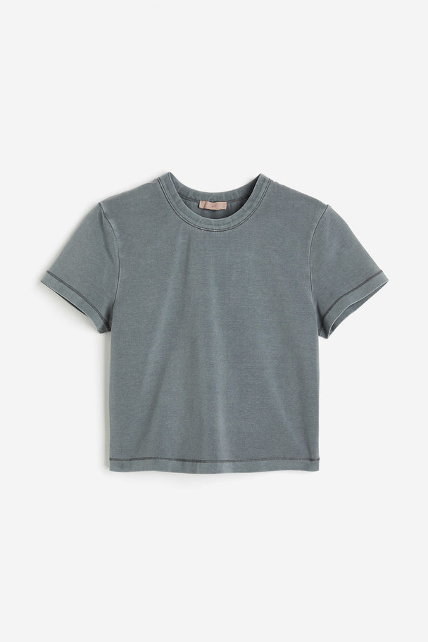 H&M Loungewear - T-shirt Met Gewassen Look Grijs Gemêleerd