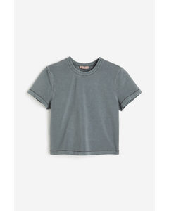 Loungewear-T-Shirt im Washed-Look Graumeliert