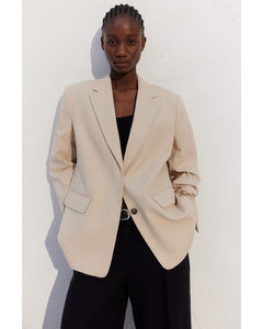 Oversized Blazer aus Leinenmix Hellbeige