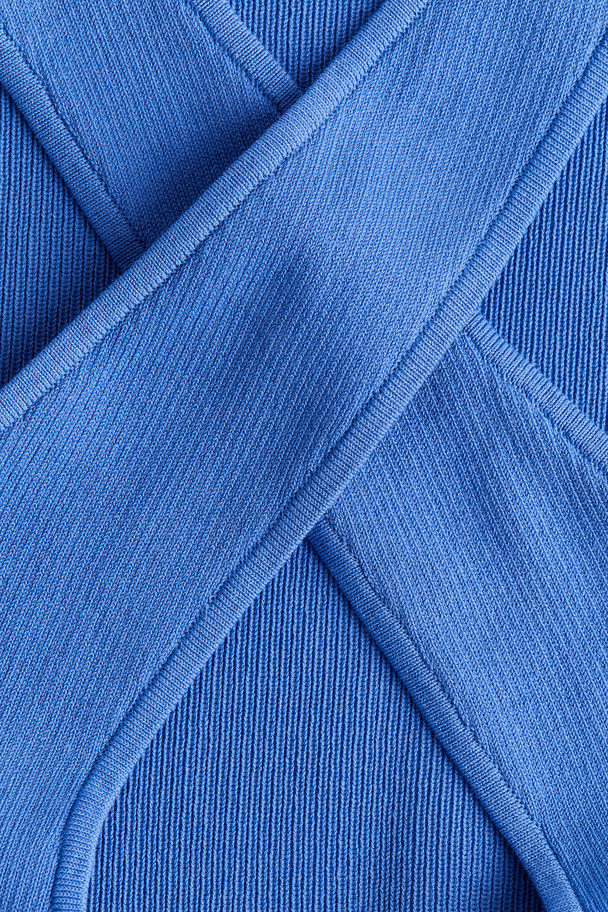 H&M Rib-knit Cross-back Vest Top Bright Blue