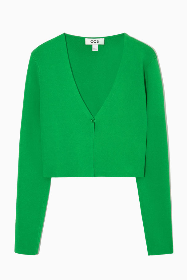 COS Minimal Cropped V-neck Cardigan Bright Green