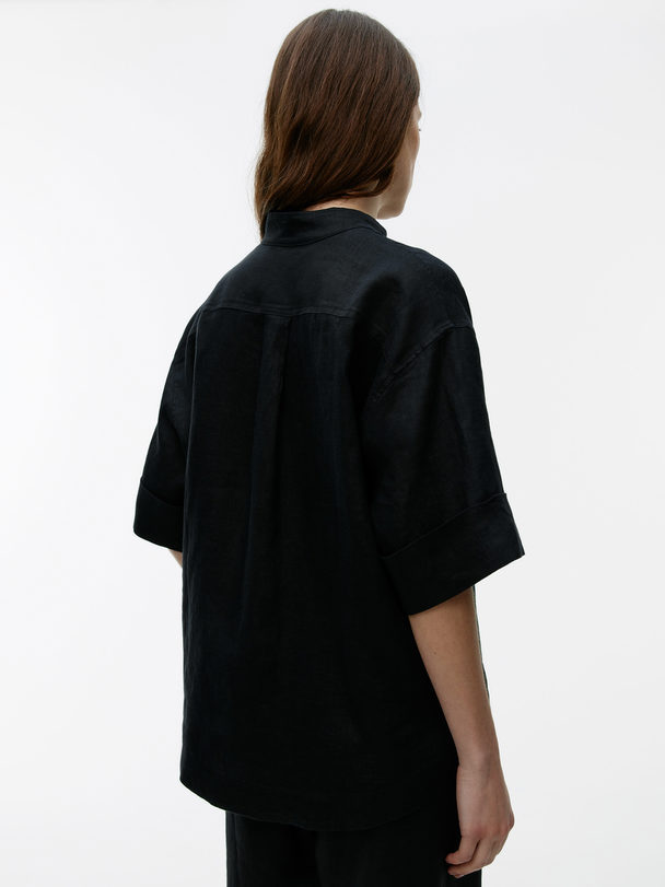 ARKET Short-sleeve Linen Shirt Black