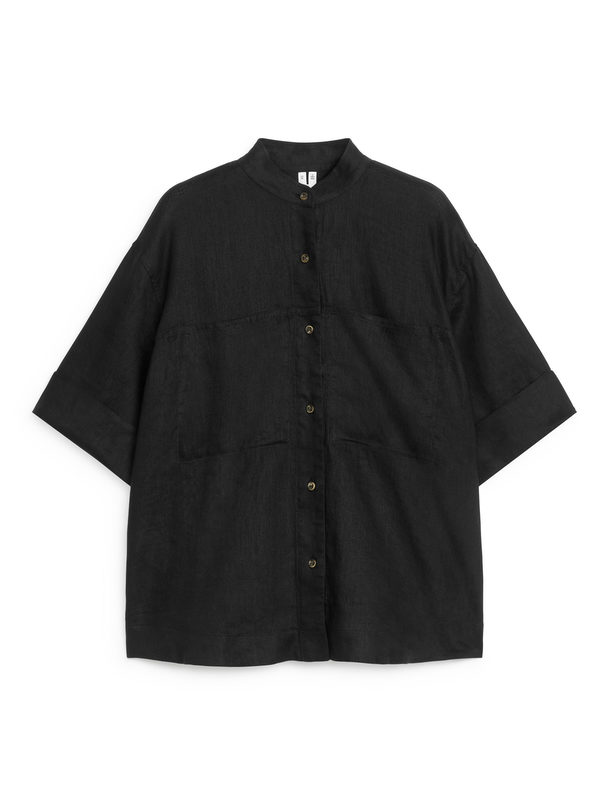 ARKET Short-sleeve Linen Shirt Black