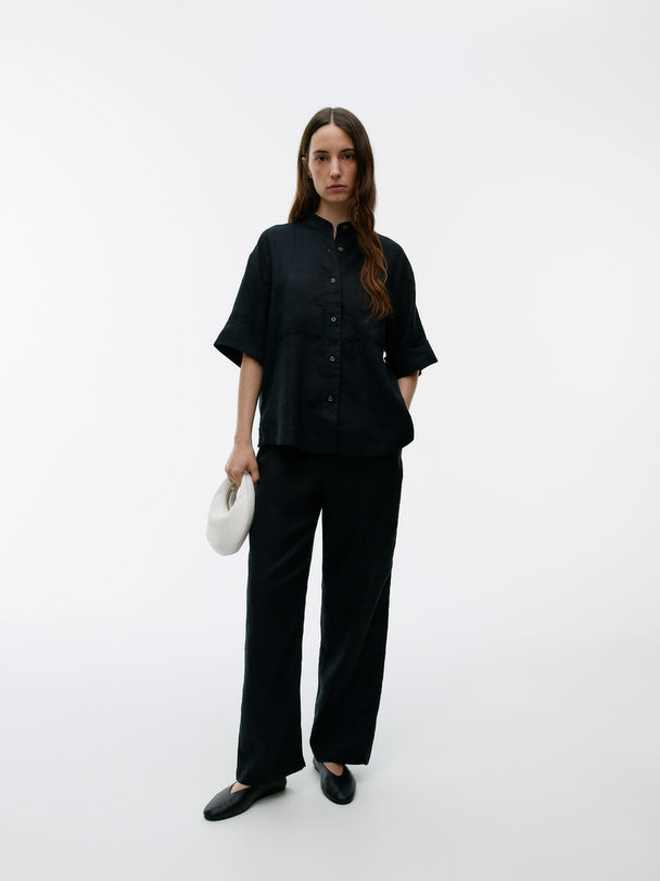 ARKET Short-sleeve Linen Shirt Black