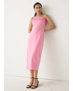 Organza-trim Midi Dress Pink