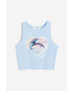 Printed Vest Top Light Blue/dolphins