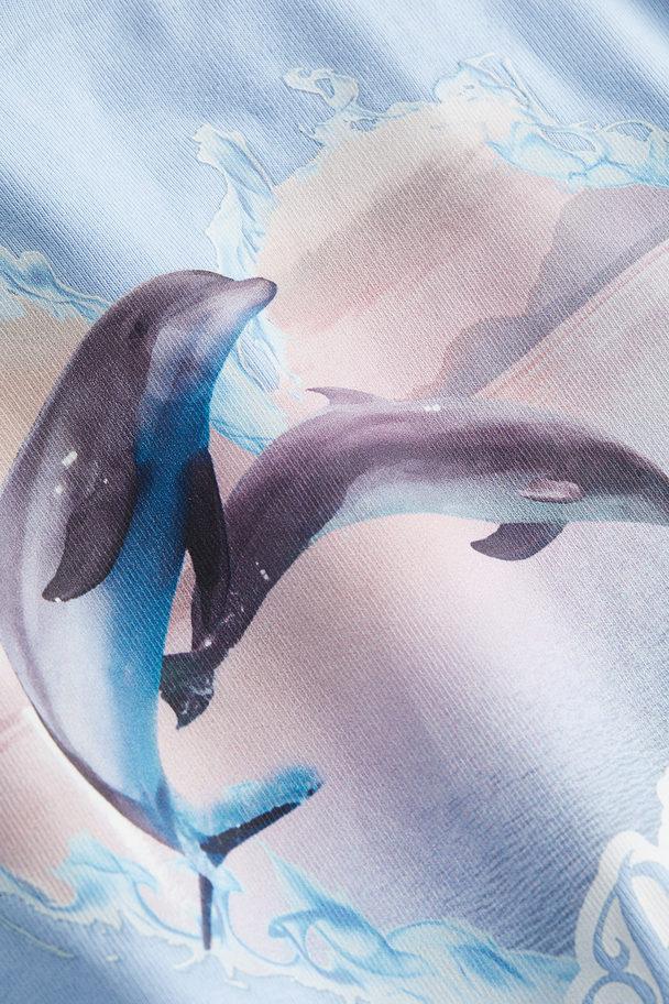 H&M Tanktop Met Print Lichtblauw/dolfijnen