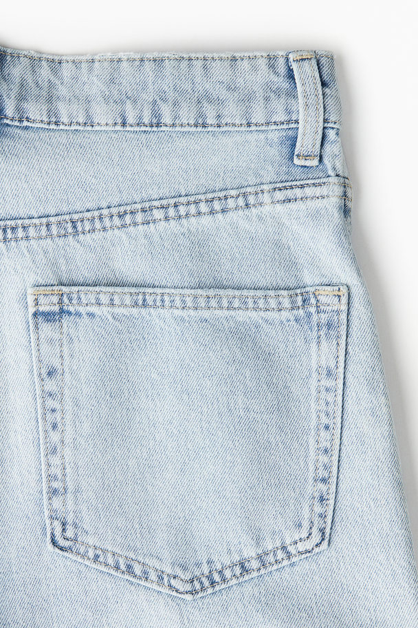 H&M High Denim Short Bleek Denimblauw