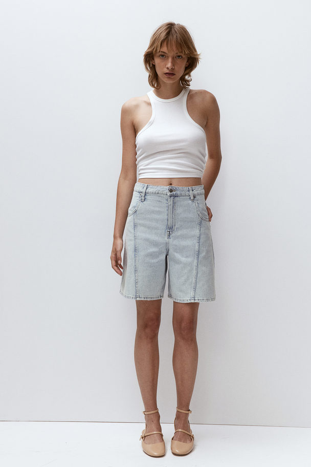 H&M High Denim Shorts Pale Denim Blue