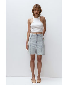 High Denim Short Bleek Denimblauw