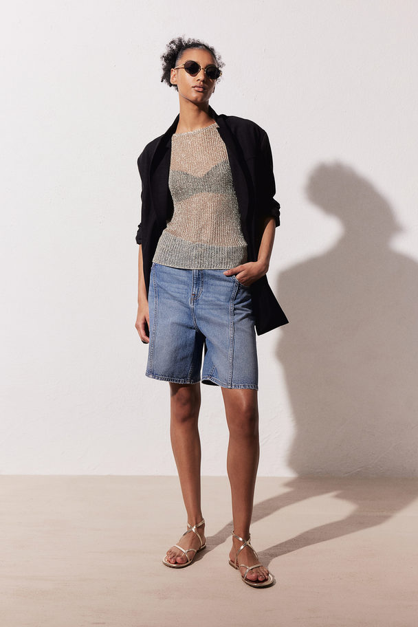 H&M High Denim Short Licht Denimblauw