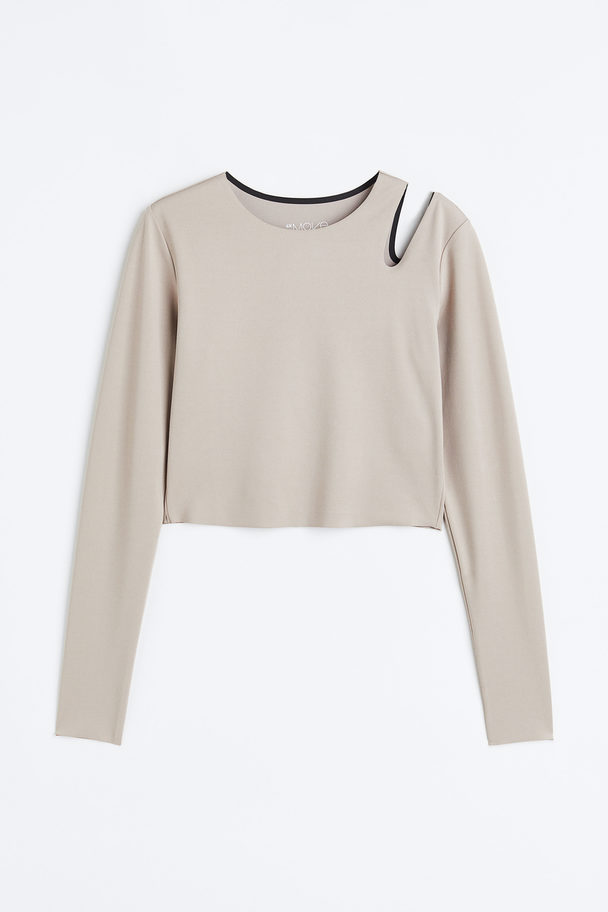 H&M Cropped Sports Top Light Beige