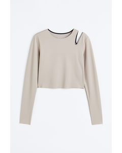 Cropped Sports Top Light Beige