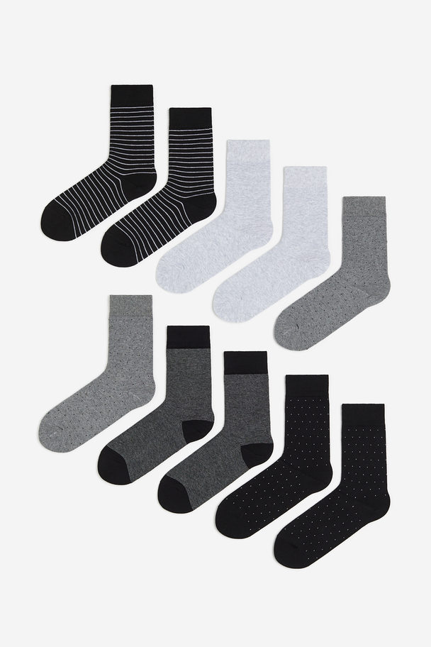 H&M 10er-Pack Socken Grau/Hellgrau/Schwarz