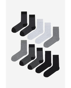 10 Paar Sokken Grijs/lichtgrijs/zwart