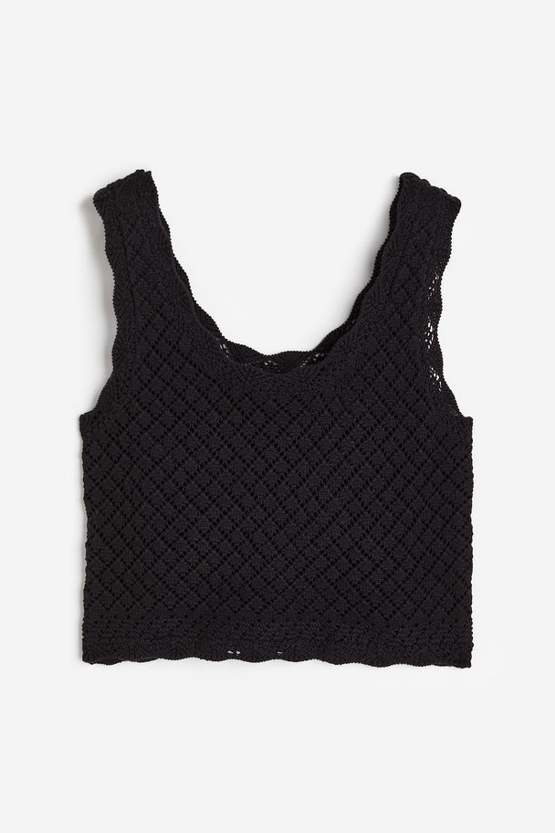H&M Pointelle-knit Vest Top Black