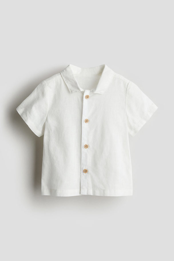 H&M Linen-blend Shirt White