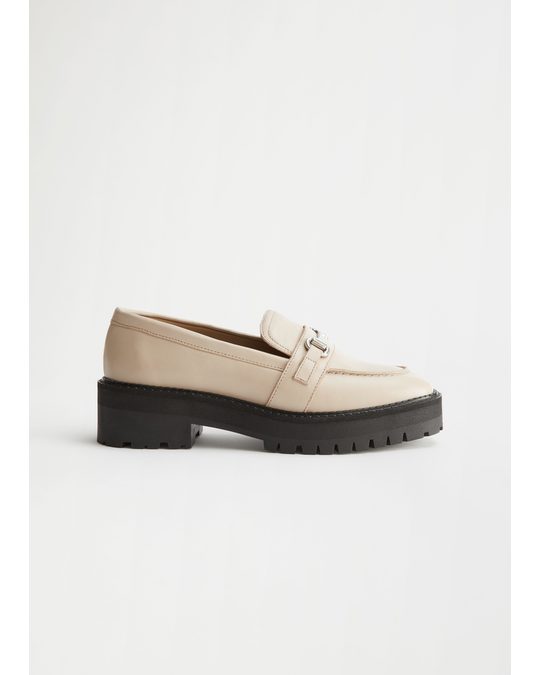 & Other Stories Buckled Chunky Leather Loafers Beige