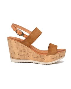 Fiona Wedge Sandal In Brown Leather