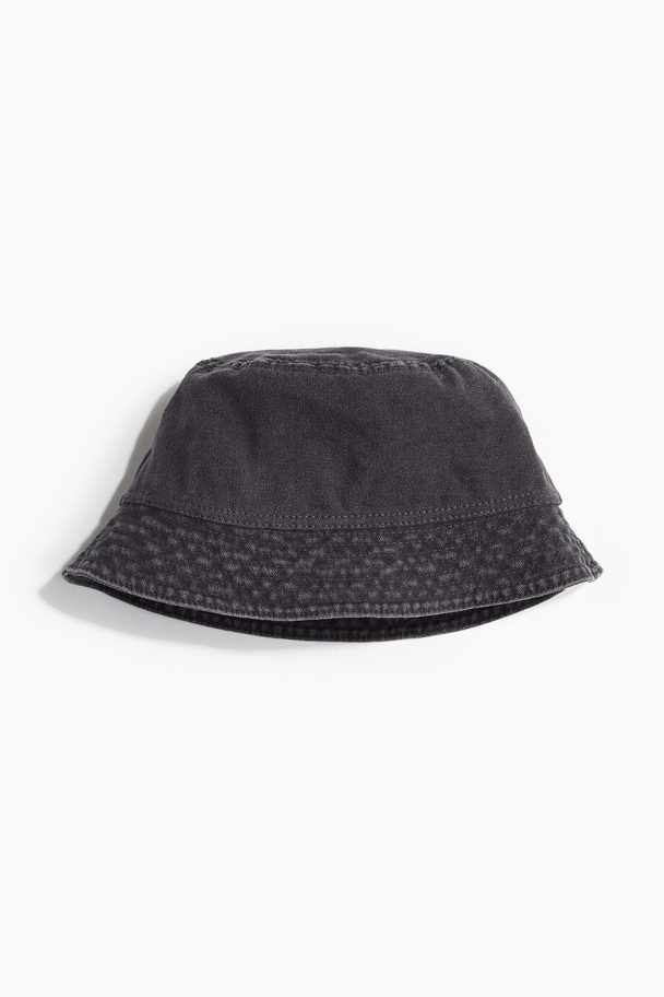 H&M Bucket Hat aus Baumwolle Denimschwarz