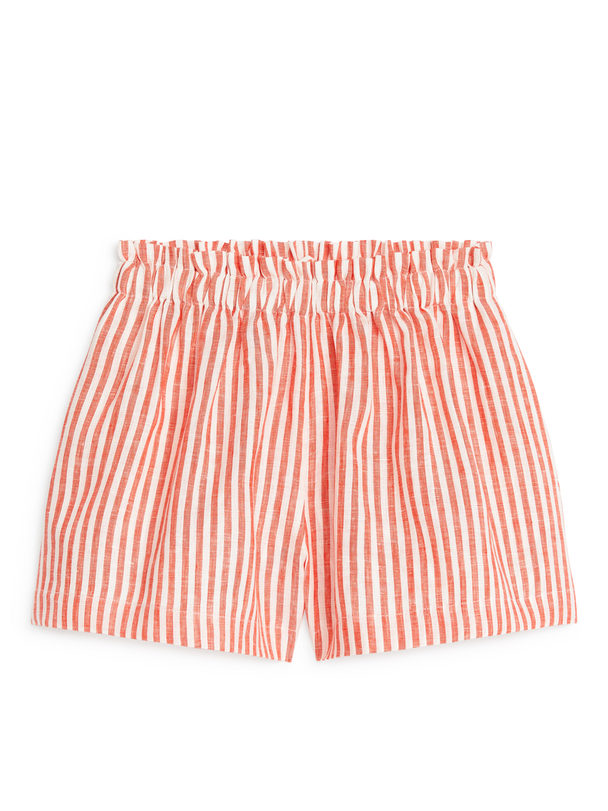 ARKET Wide Linen Shorts Red/white