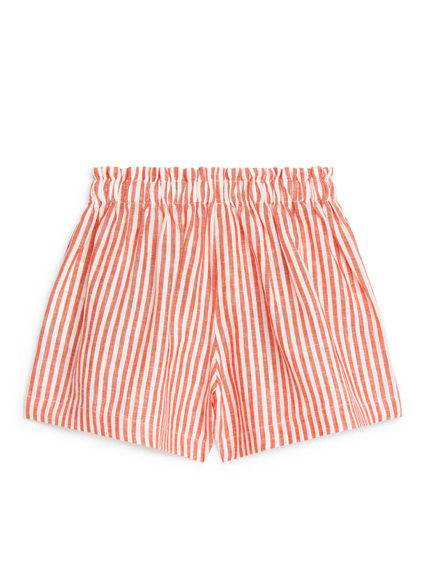 ARKET Wide Linen Shorts Red/white