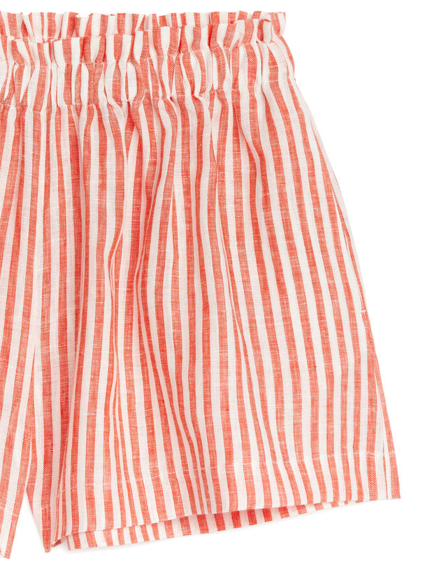 ARKET Wide Linen Shorts Red/white