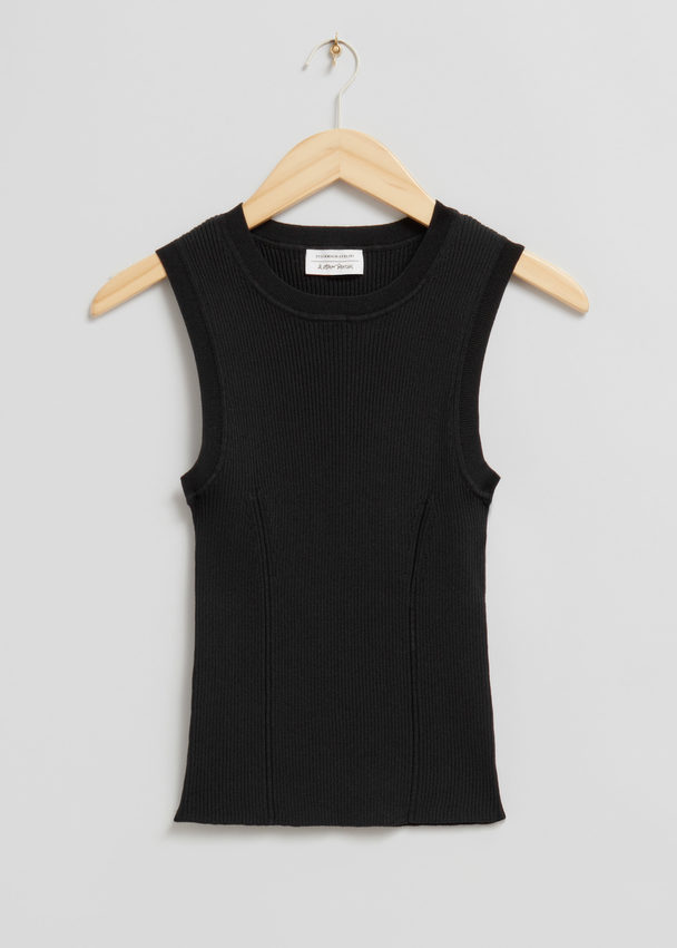 & Other Stories Ribbed Knit Tank Top Black