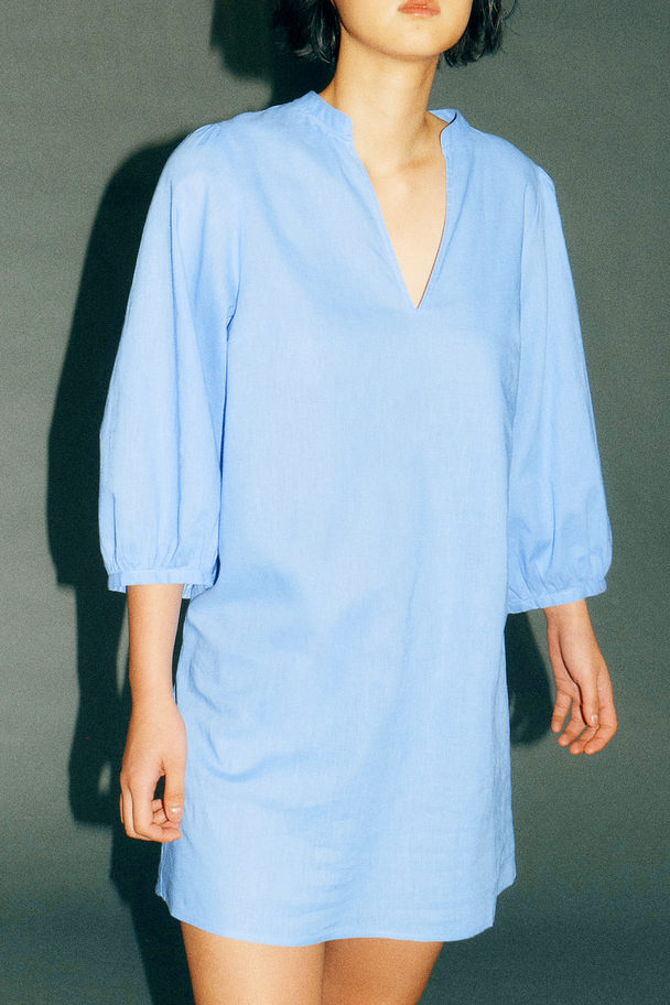 H&M Kleid aus Leinenmix Blau