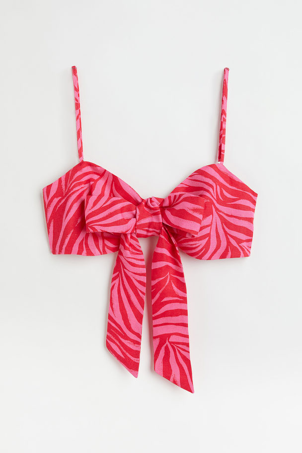 H&M Tie-front Bralette Pink/zebra Print