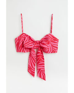 Tie-front Bralette Pink/zebra Print