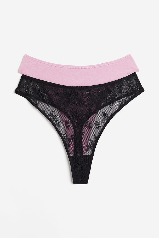 H&M 2-pack Thong Briefs Light Pink/black