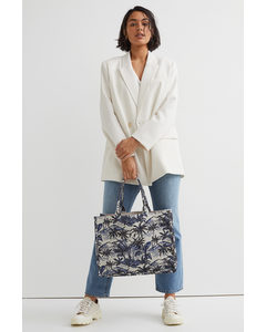 Jacquard-weave Handbag Blue/patterned