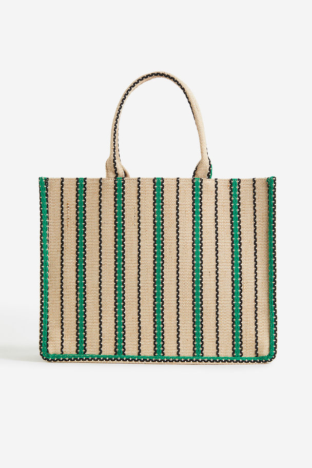 H&M Jacquard-weave Handbag Beige/striped
