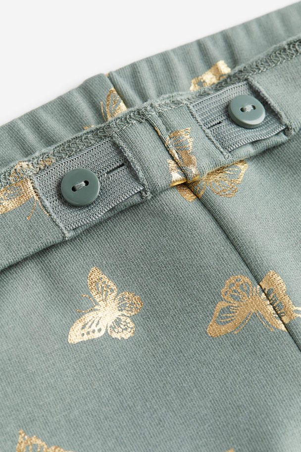 H&M Legging Dusty Groen/vlinders