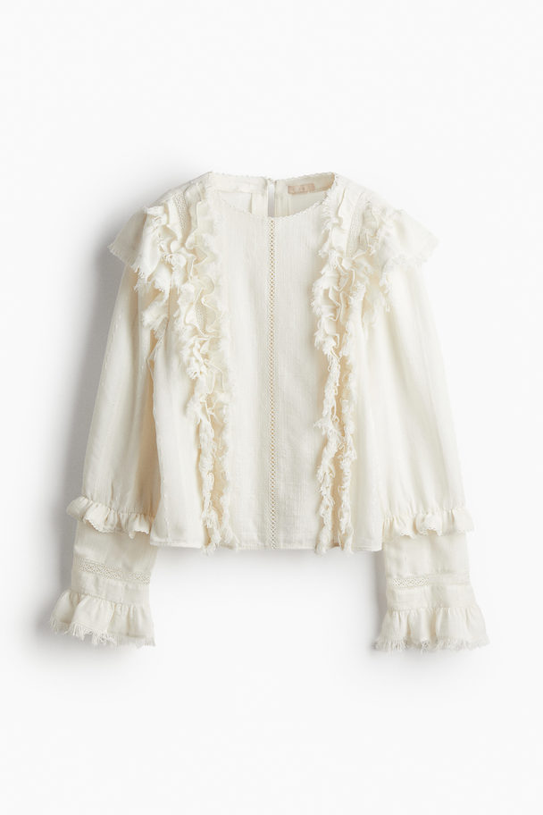 H&M Blouse Met Volants Wit