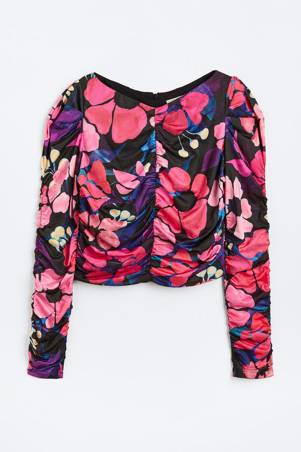 H&M Gathered Top Pink/floral