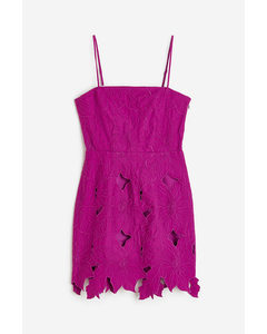 Embroidered Cotton Dress Purple