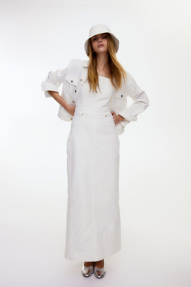 H&M Open-back Denim Dress White