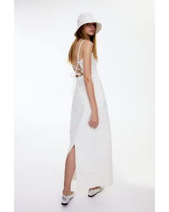 Open-back Denim Dress White